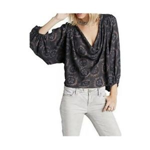 Free People Cowl Neck Draped Blouse